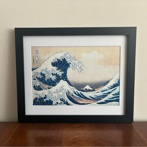 Great Wave Off Kanagawa 15x12 Framed Print Hokusai Ukiyoe Wall Art Japan Black